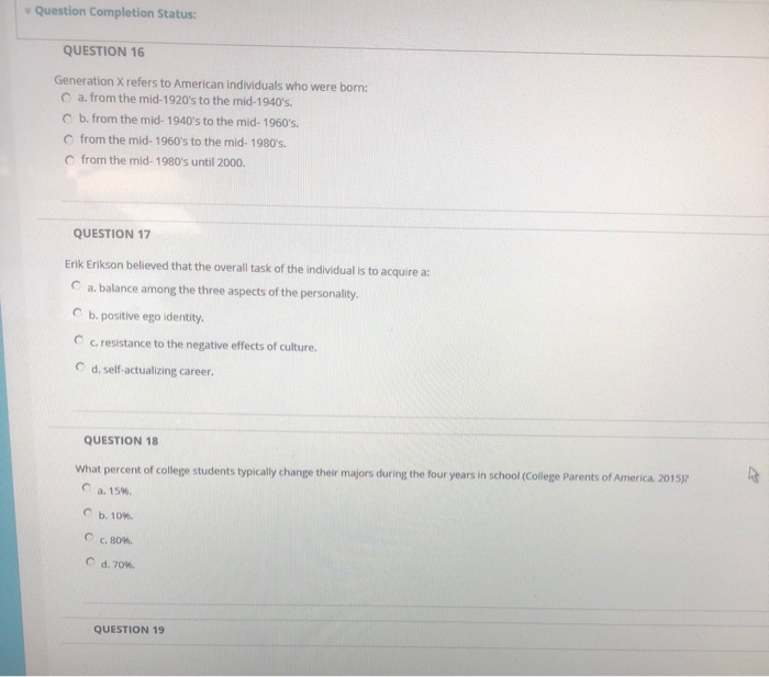 Solved v Question Completion Status: QUESTION 16 Generation | Chegg.com