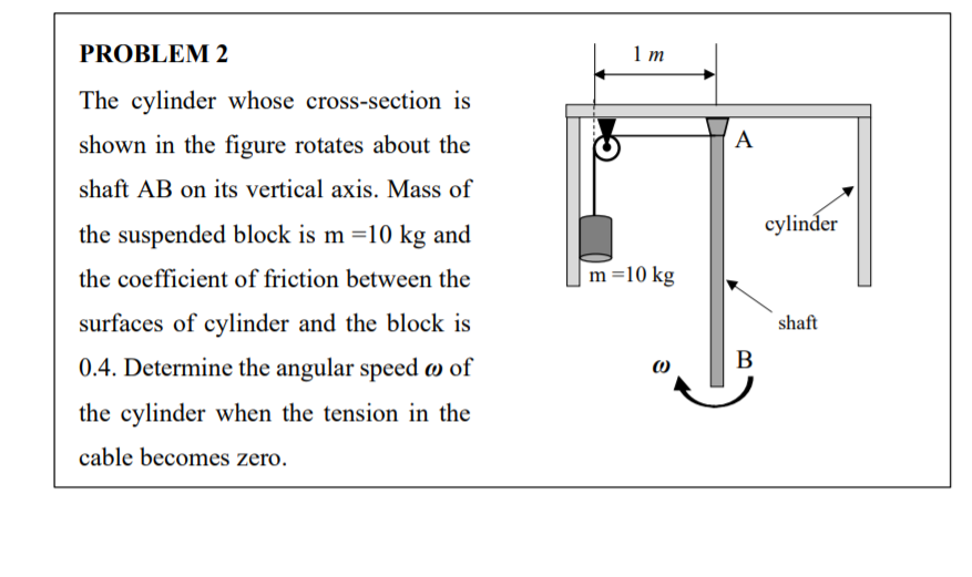 Solved PROBLEM 2 1 m A cylinder The cylinder whose | Chegg.com