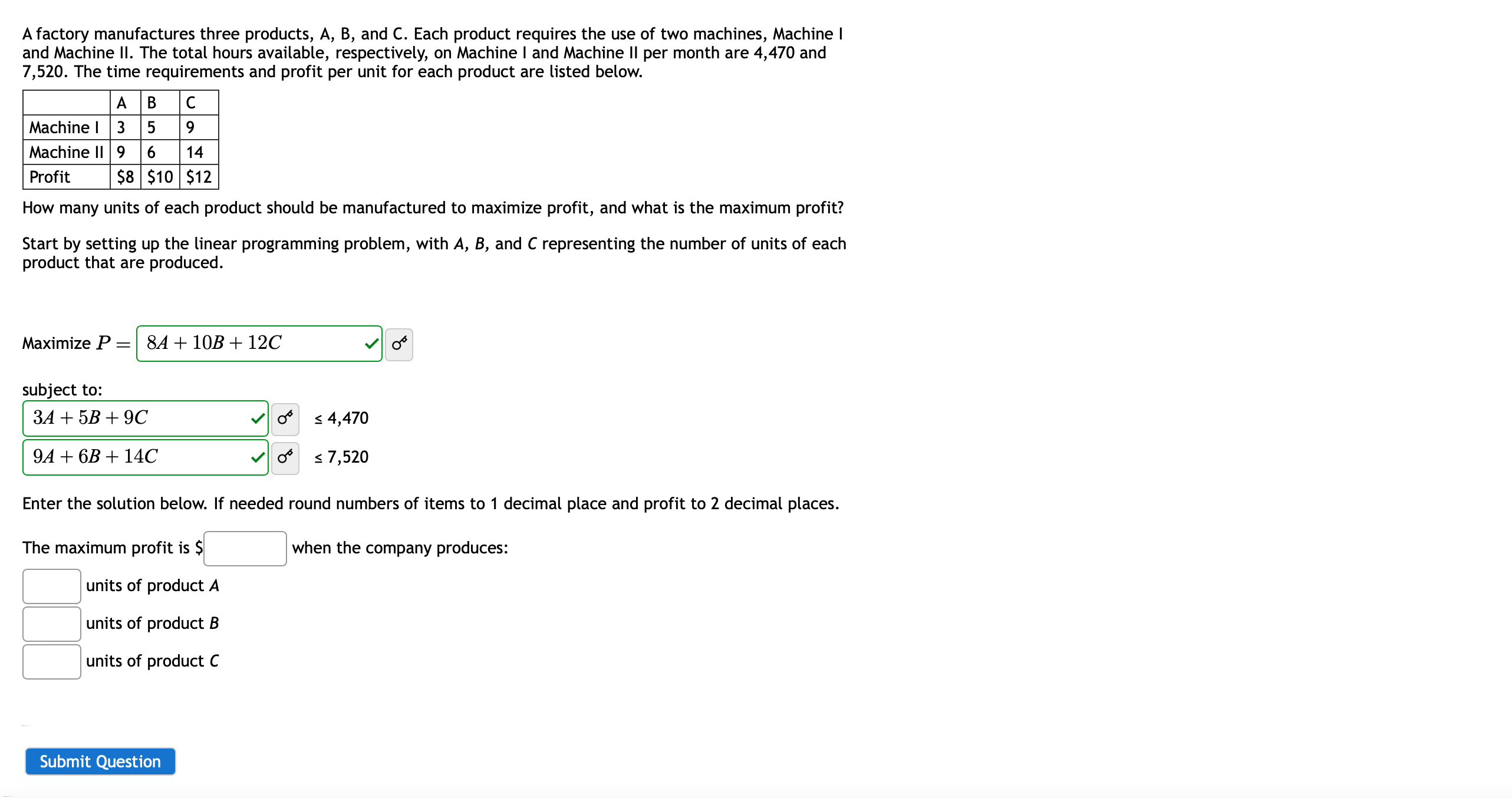 Solved A Factory Manufactures Three Products, A, B, And C. | Chegg.com