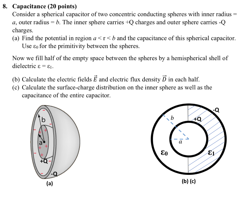 8. Capacitance (20 Points) Consider A Spherical | Chegg.com