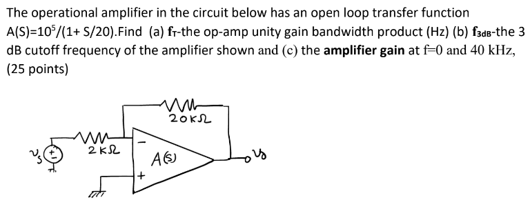 Solved The Operational Amplifier In The Circuit Below Has An | Chegg.com