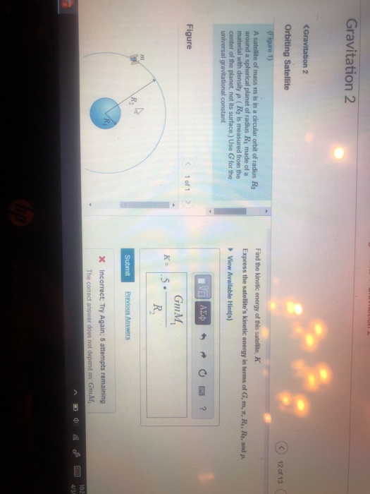 Solved Gravitation 2 Part B Find U, the gravitational | Chegg.com