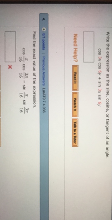 Solved Write The Expression As The Sine, Cosine, Or Tangent 