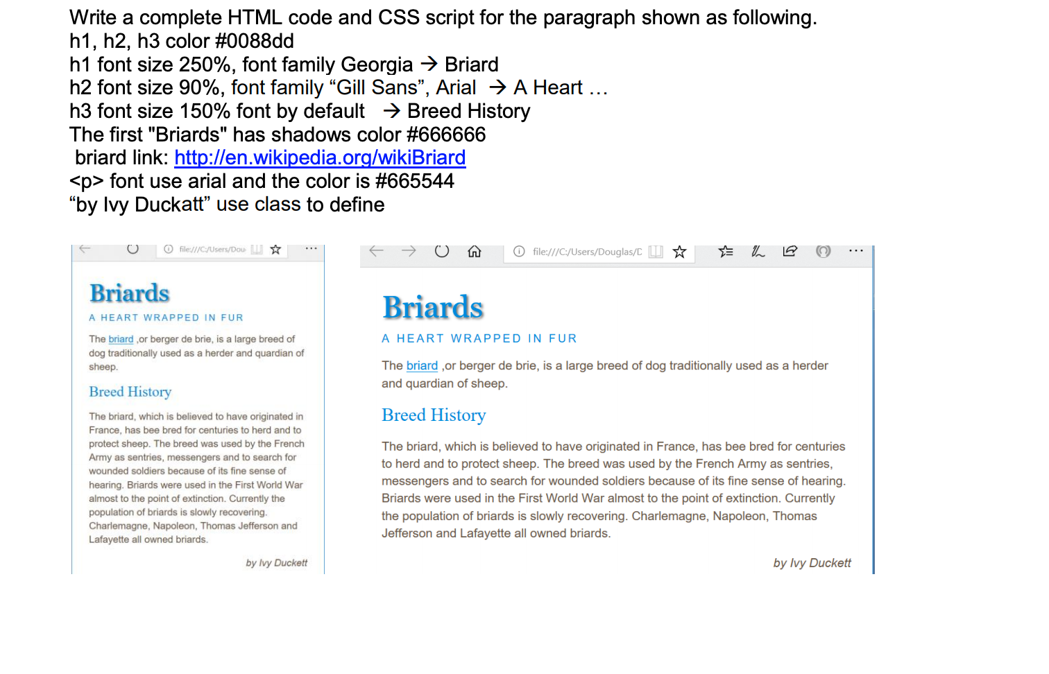 Solved Write a complete HTML code and CSS script for the | Chegg.com