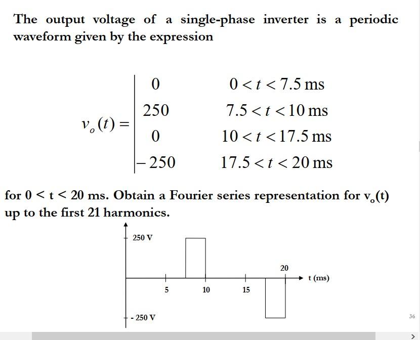 Solved The output voltage of a single-phase inverter is a | Chegg.com