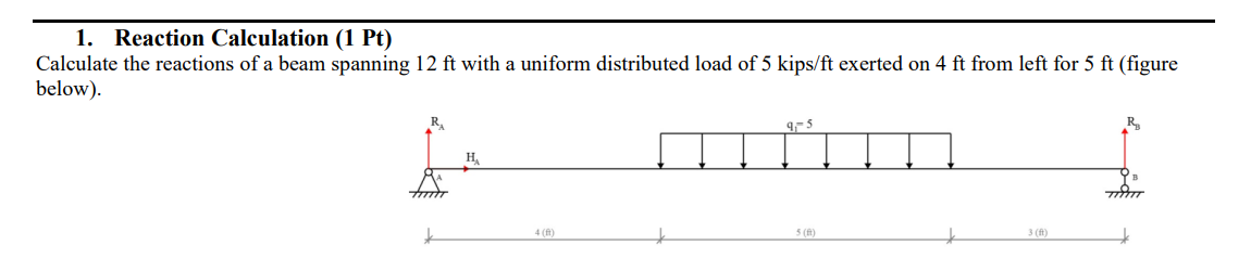 Solved Reaction Calculation (1 ﻿Pt)Calculate the reactions | Chegg.com