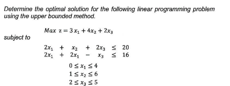 Solved Determine the optimal solution for the following | Chegg.com