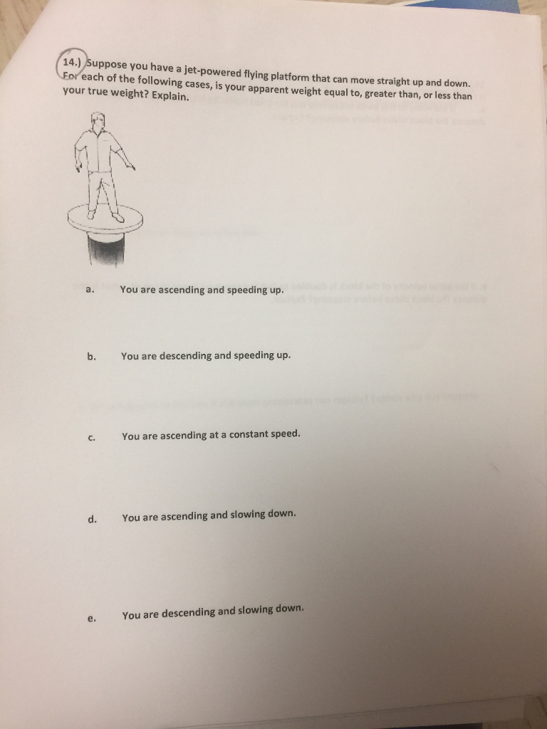 Solved 14. Suppose you have a jet powered flying platform Chegg