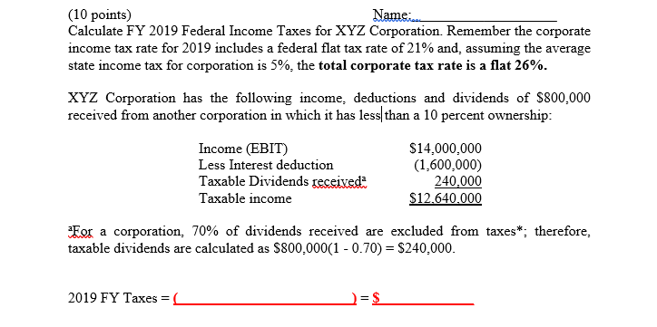 2019 Federal Tax Chart
