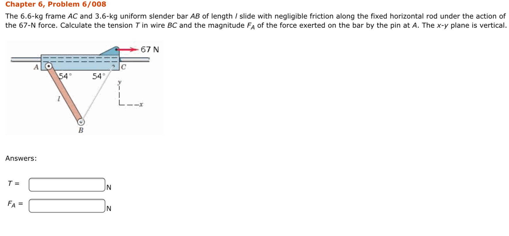Solved Chapter 6, Problem 6/008 The 6.6-kg frame AC and | Chegg.com