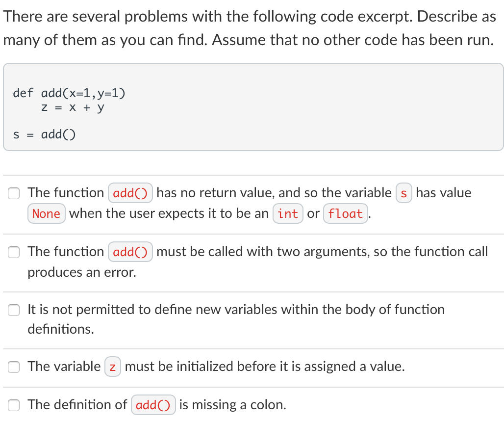 Solved There are several problems with the following code | Chegg.com