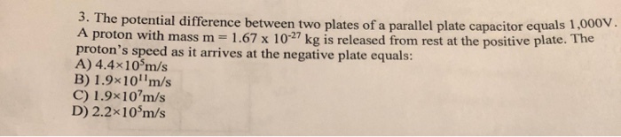 Solved The potential difference between two plates of a | Chegg.com