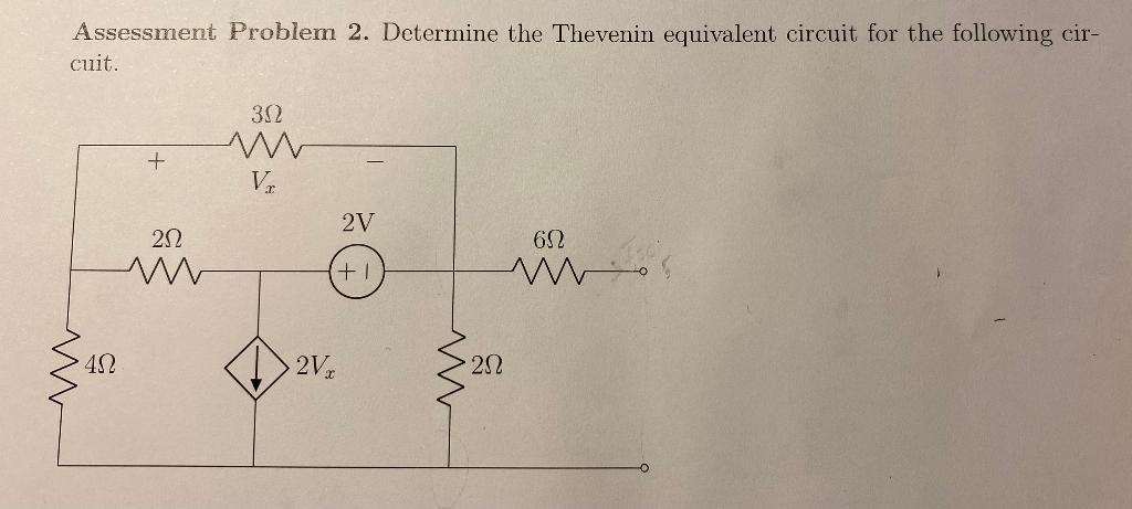 Solved Assessment Problem 2 Determine The Thevenin Chegg
