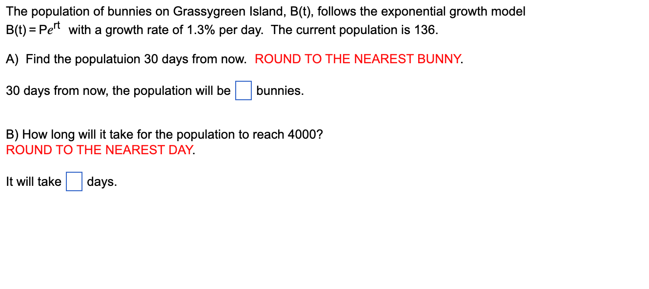 Solved The population of bunnies on Grassygreen Island,