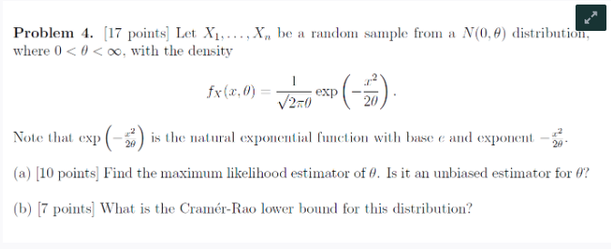 Solved (*) Problem 4. (17 Points) Let X1,..., X., Be A | Chegg.com