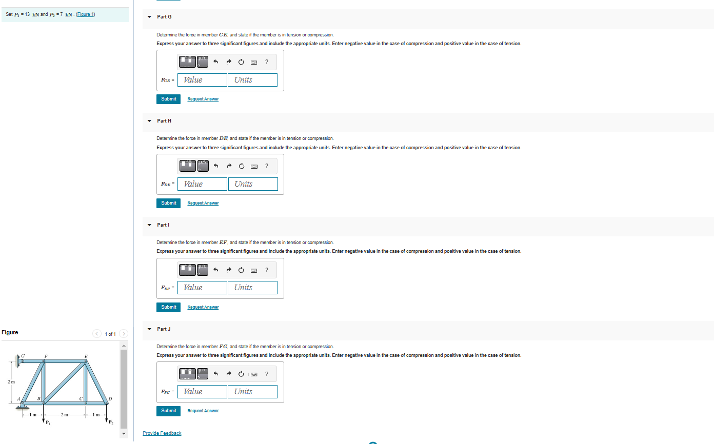 Solved Determine the force in member CE, and state if the | Chegg.com