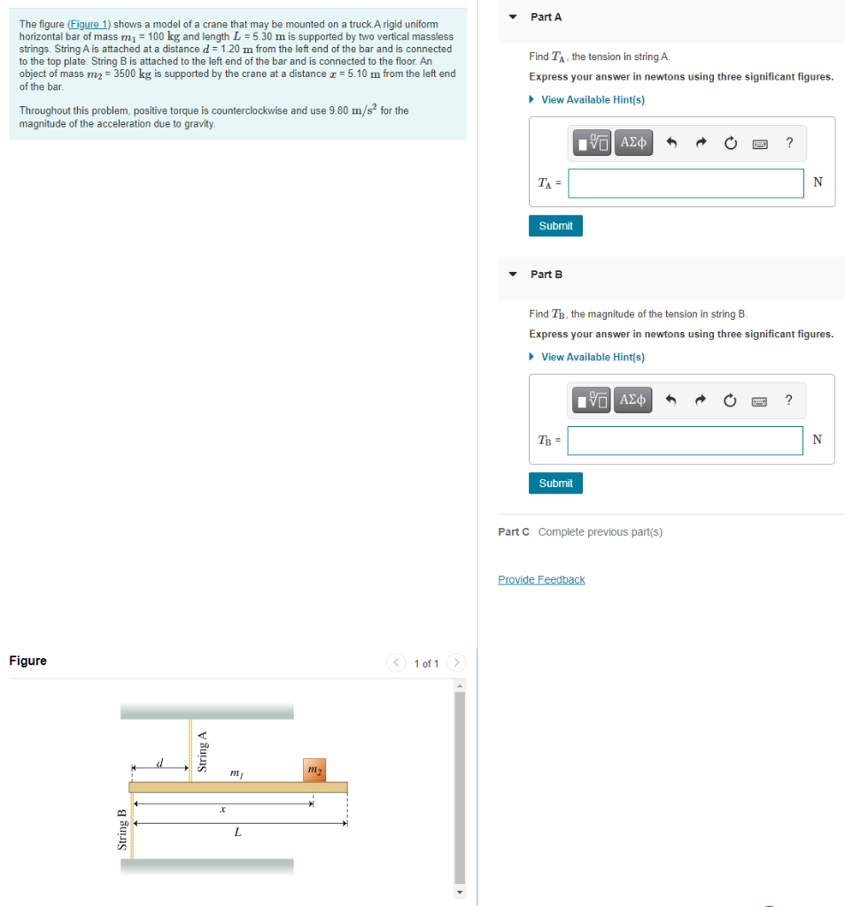 Solved Part A The figure (Figure 1) shows a model of a crane | Chegg.com