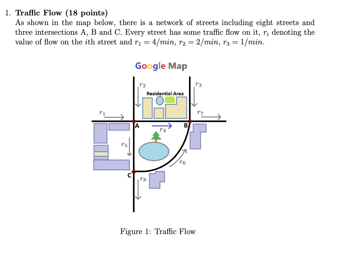Solved Traffic Flow (18 points) As shown in the map below, | Chegg.com