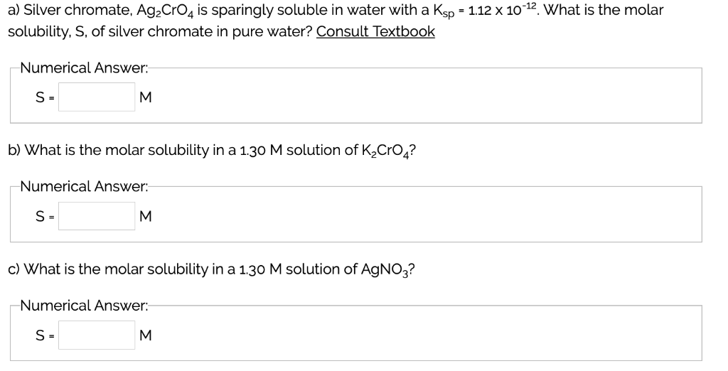 Solved a) Silver chromate, Ag2CrO4 is sparingly soluble in