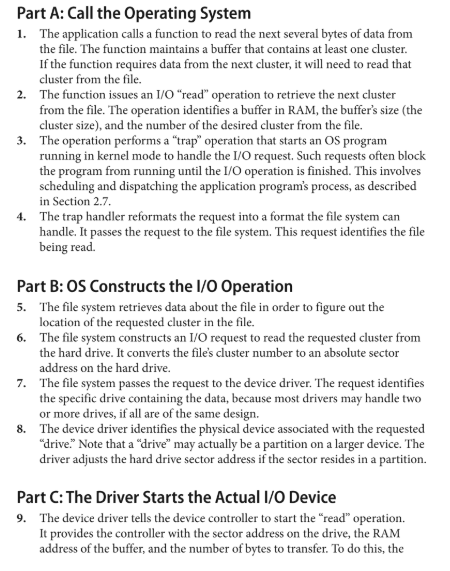 For each step in the example I/O operation described | Chegg.com