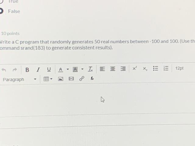 Solved False 10 points Vrite a C program that randomly | Chegg.com