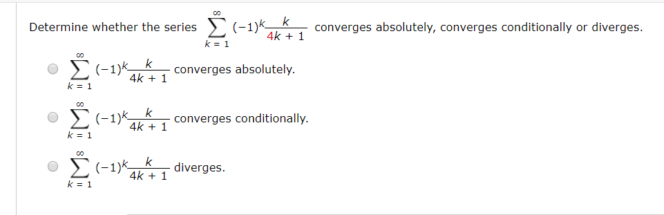 Solved Determine whether the series - 1k_k - converges | Chegg.com