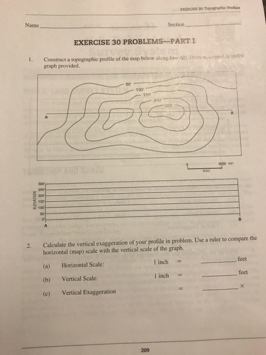 Solved EXERCISE 30 Topographic Profiles Name Section | Chegg.com