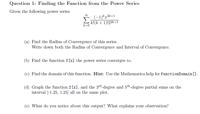 Question 1: Finding the Function from the Power | Chegg.com