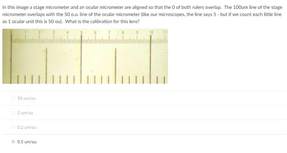 Solved In this image a stage micrometer and an ocular | Chegg.com