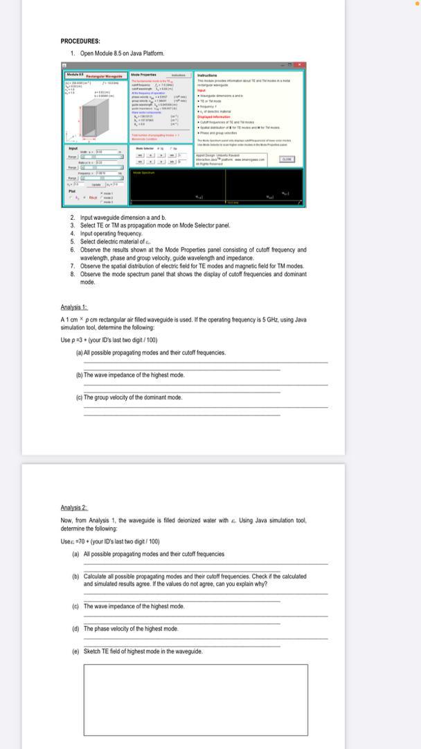 PROCEDURES: 1. Open Module 8.5 on Java Platform . ww | Chegg.com