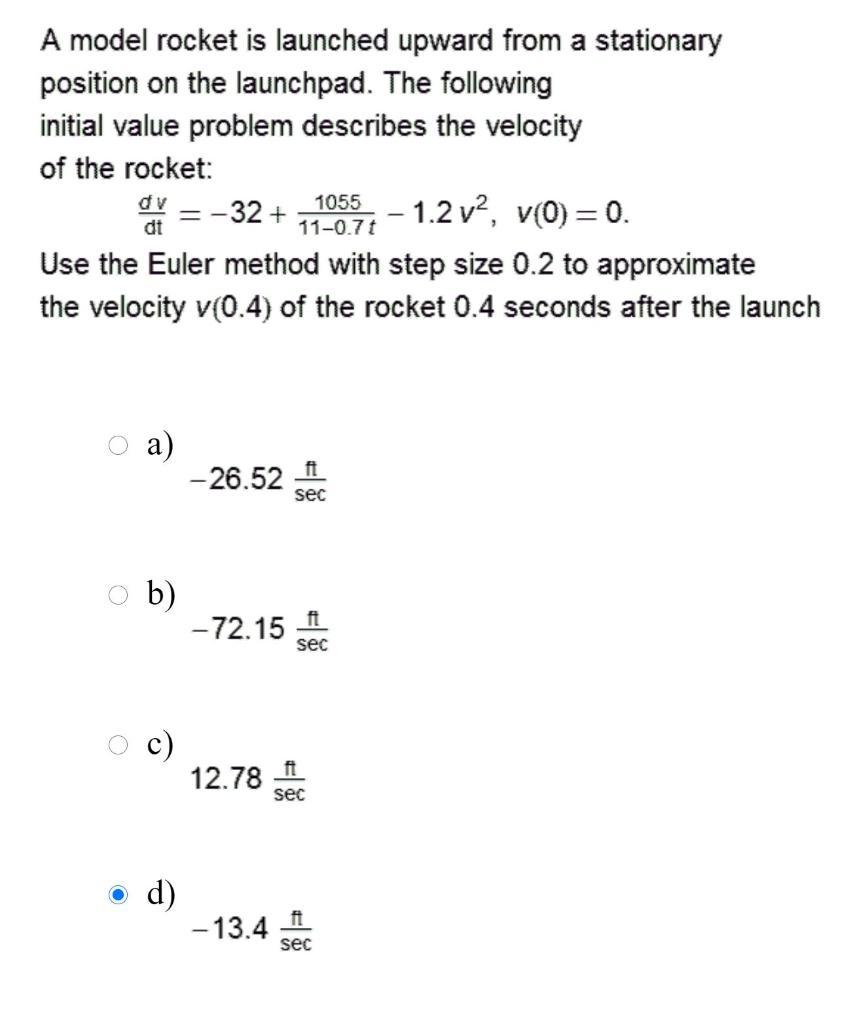 Solved A model rocket is launched upward from a stationary | Chegg.com