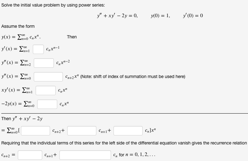 Solved Solve The Initial Value Problem By Using Power Chegg Com