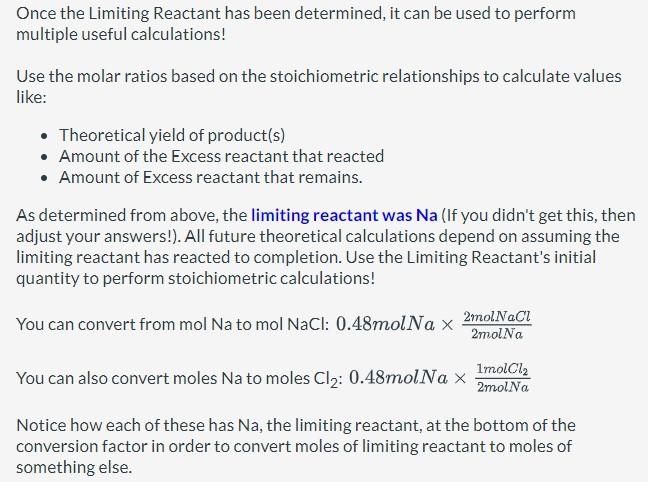Solved multiple useful calculations! Use the molar ratios | Chegg.com