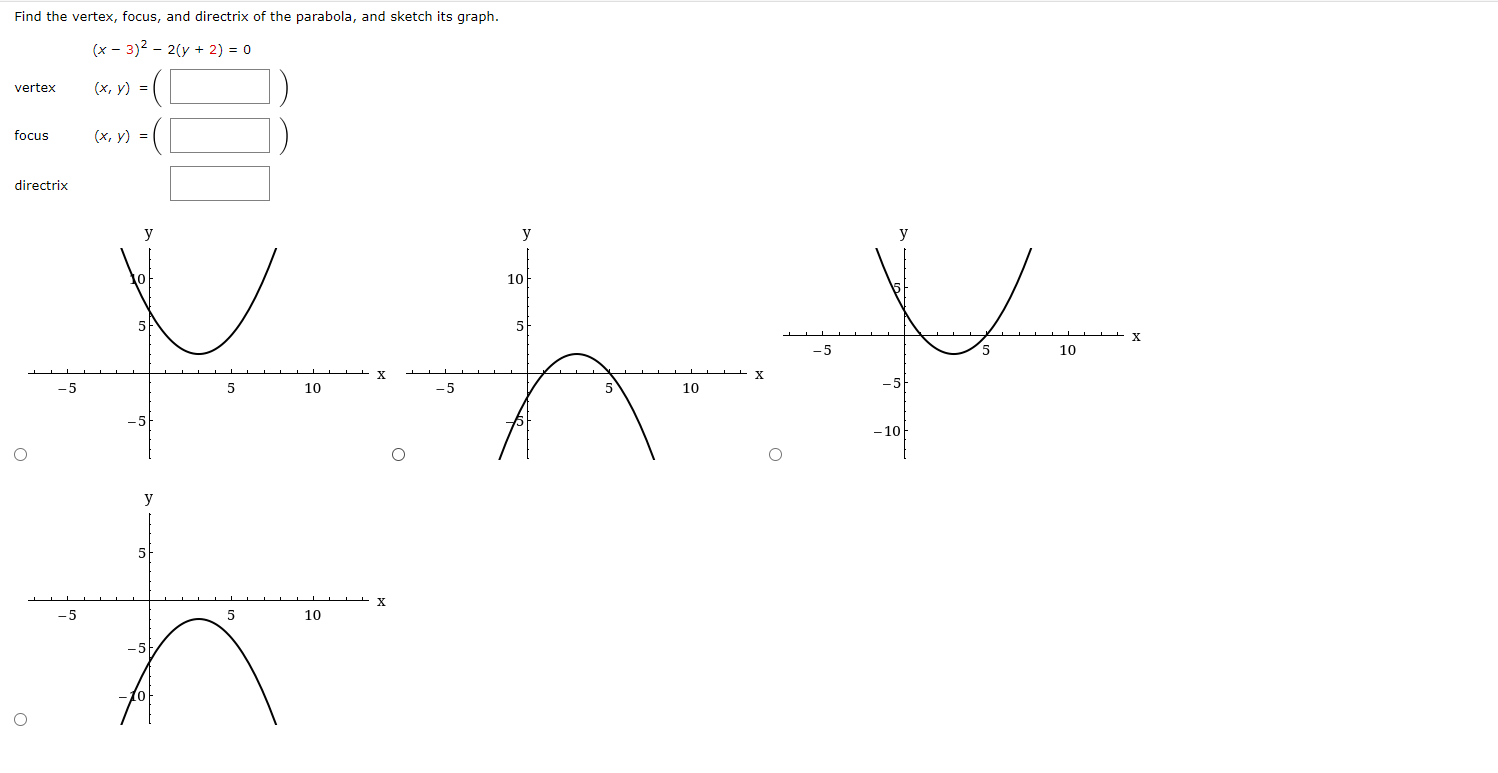 Solved Find The Vertex Focus And Directrix Of The Chegg Com