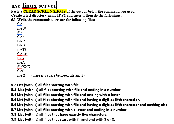 Solved use linux server Paste a CLEAR SCREEN SHOTS of the | Chegg.com