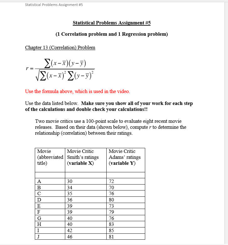 assignment problem in statistics