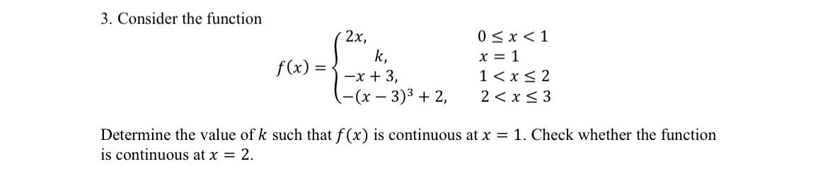 Solved 3. Consider The Function | Chegg.com