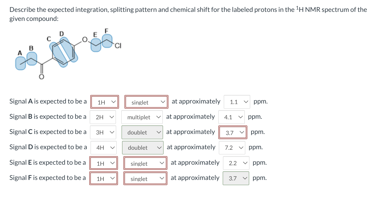 Solved Please answer!! Options are 1H, 2H, 3H, 4H. Singlet, | Chegg.com