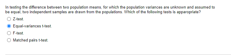 Solved In testing the difference between two population | Chegg.com