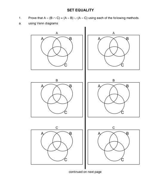 Solved SET EQUALITY Prove that A-(Br、C)s (A-B) u (A-C) using | Chegg.com