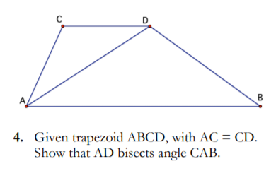 Solved с D B 4. Given Trapezoid ABCD, With AC = CD. Show | Chegg.com