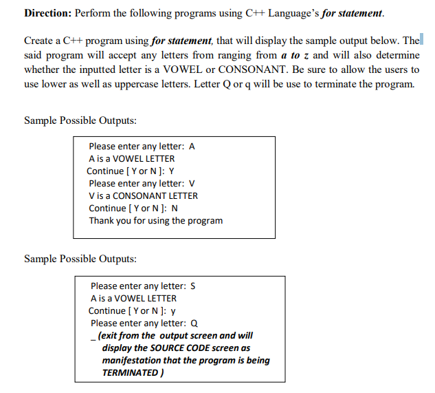 Solved Create a C++ program using for statement, that will | Chegg.com