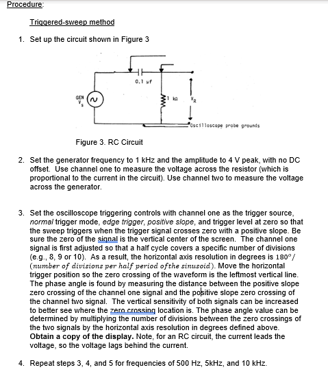 Procedure Triggered-sweep method 1. Set up the | Chegg.com