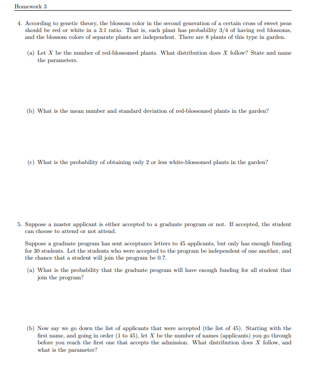 Solved Homework 3 4. According to genetic theory, the | Chegg.com