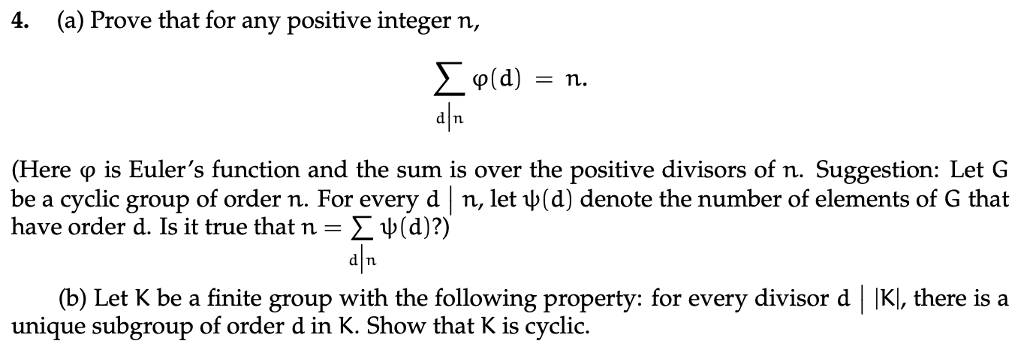 Solved 4. (a) Prove That For Any Positive Integer N, In | Chegg.com