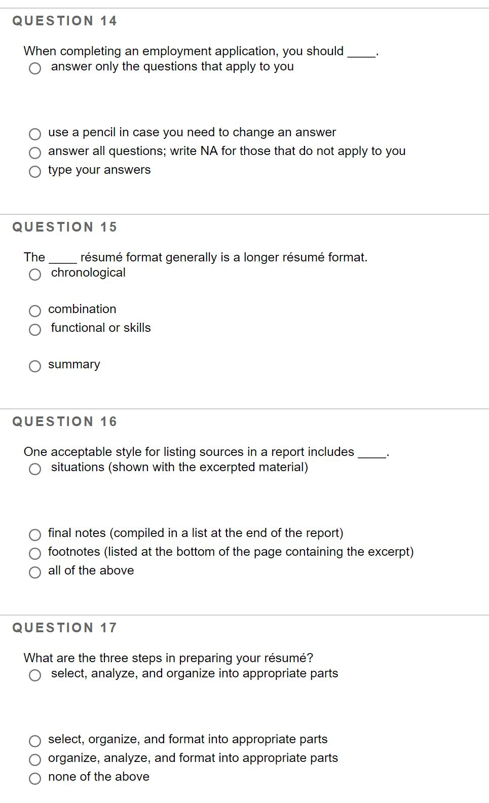 Sample answers for job application questions