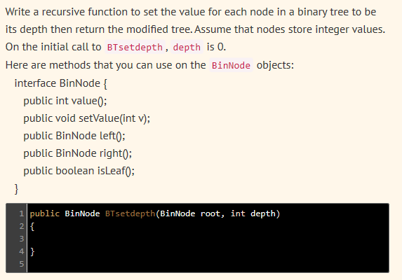 Write a recursive function to set the value for each | Chegg.com