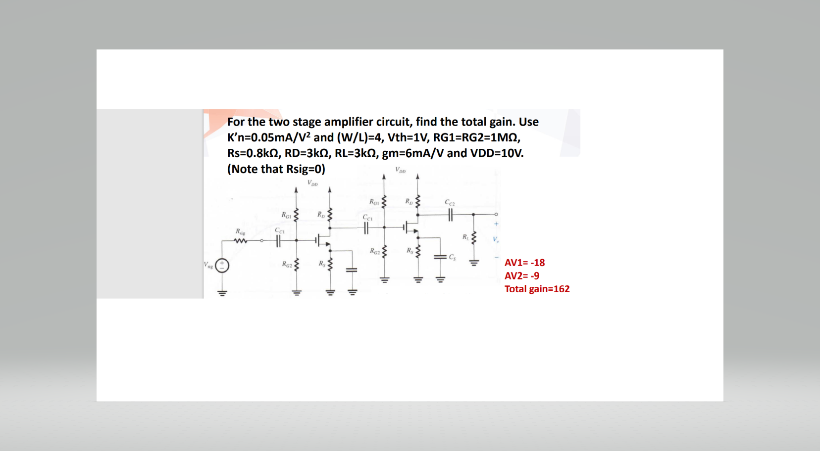 Solved For The Two Stage Amplifier Circuit, Find The Total | Chegg.com