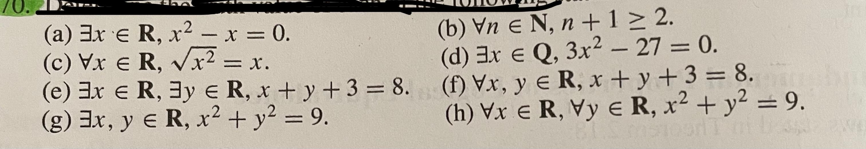 Solved 70. - = (a) 3x e R, x2 - x = 0. ER, (c) VX ER, Vx2 = | Chegg.com