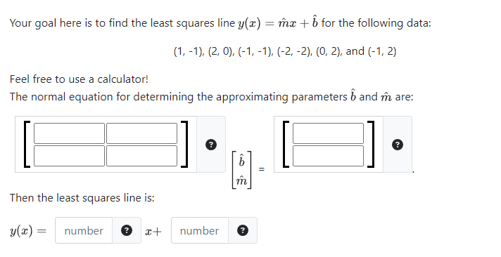 Solved Your goal here is to find the least squares line | Chegg.com